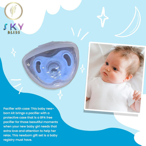 20 Set Set, Sky Bliss Piece Baby Gift (Blue), Newborn Baby Gift Baby Clothes, Teddy Bear, Pacifier, Baby Grooming kit