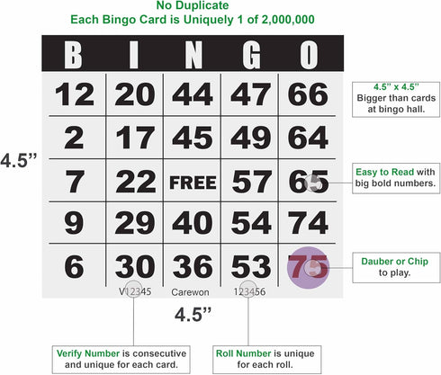 500 Bingo Cards | Bingo Sheets for Events, Customizable Book, Single or Multi Use for Daubers or Chips