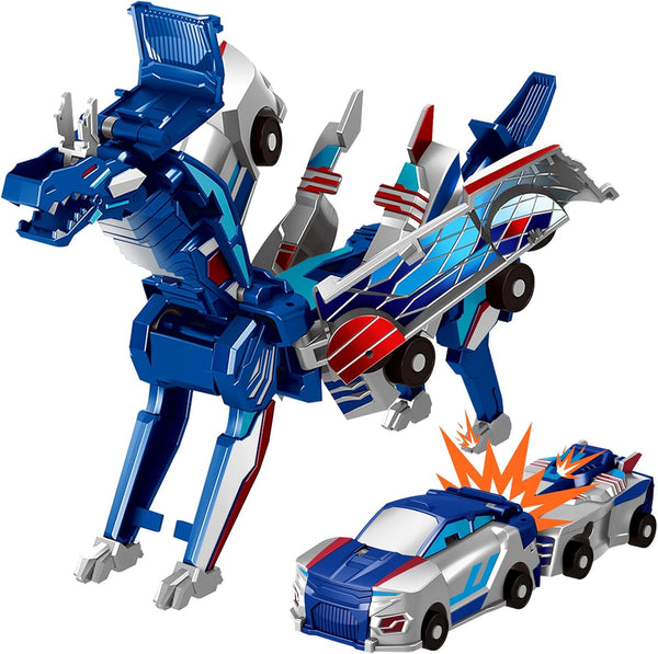 Intoypad Collision Transforming Dinosaur Car Toy, 2 Magnetic Cars Transform into Dinosaur