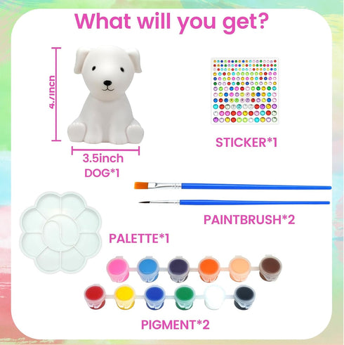 Paint Your Own Dog Lamp Kit, DIY Dog Art Craft Painting Kits for Kids Age 4-12, Creative Gifts for Easter and Birthdays