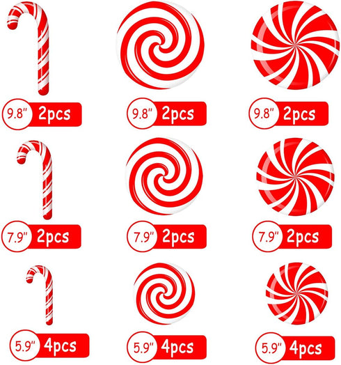 CIOEY Peppermint Floor Decals, 24 Large Stickers for Christmas Candy Land Party Decorations, Red and White