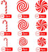 CIOEY Peppermint Floor Decals, 24 Large Stickers for Christmas Candy Land Party Decorations, Red and White