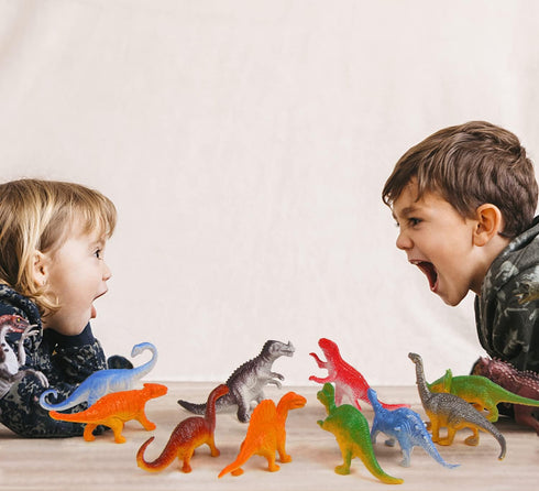 FINGOOO 39 Piece Mini Dinosaur Figures, Assorted Vinyl Plastic Dinosaur Toys for Easter Gifts, Dino Party Cake Toppers