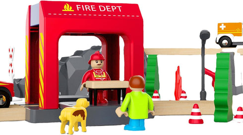 LiBoon Pack, Set, 3 Wooden Train Track Expansion Train Accessories of City Fire Station Compatible for All Major Brands