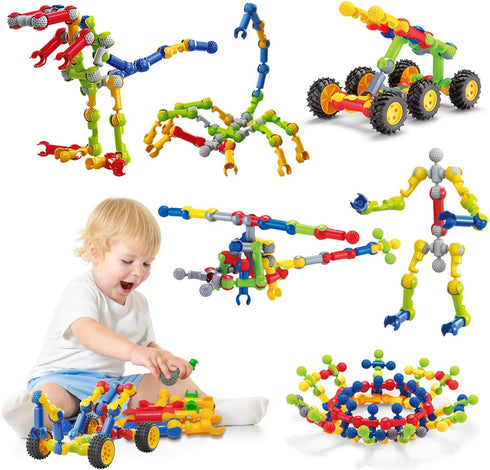 Kids Building Kit STEM Toys, 110 Pcs Educational Construction Blocks DIY Learning Set for Ages 3-10
