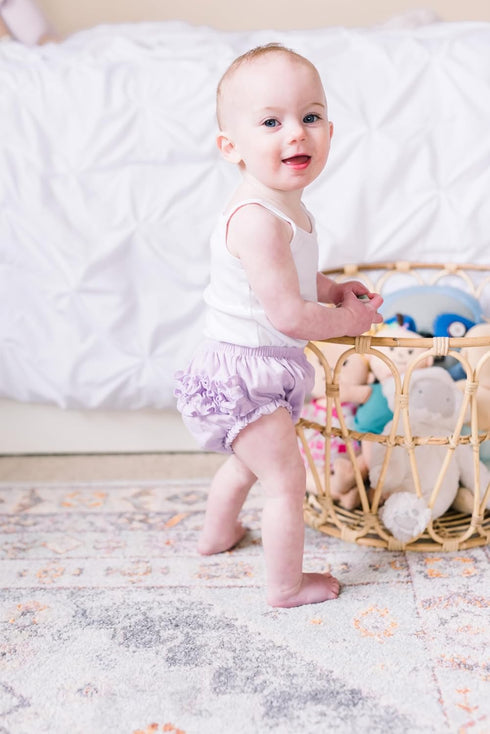 City Threads Ruffle Diaper Cover for Baby Girls Soft Cotton, Made in USA Baby Girl Bloomers, Wear Over Disposable