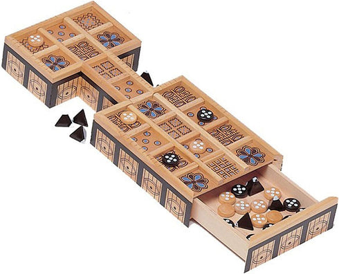 WE Games Royal Game of UR, Ancient Strategy Board Game for 2, Solid Wood with Storage Drawers