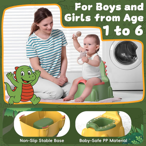 Gliizee mall 1-3 Potty Training Toilet Toddler Potty Chair Kids Boys Girls Dinosaur Animal Comfortable Potties Training