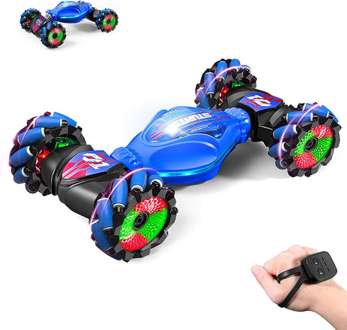 Mucdcnhk 360 4WD 2.4G 6+ Rotating Remote Control Car, Gesture Sensing RC Stunt Car, Controller and Adjustable Light
