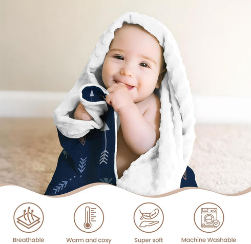 SANDJEST Baby Blanket for Boys, Double Layer Dotted Backing - Arrows Printed 30 x 40 Receiving Blankets for Infant