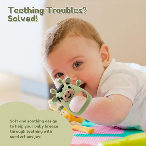 CAHILON 2 Pack 0-6 6-12 Baby Teething Toys Months, Adjustable Anti Dropping Wrist Teething Mittens, Food Grade Silicone