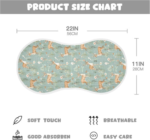 KEIGE 4Pcs Girls,11x22in,A111910 Woodland Deer Burp Cloth,Unisex Large Absorbent Soft Cotton Muslin Burping Cloths