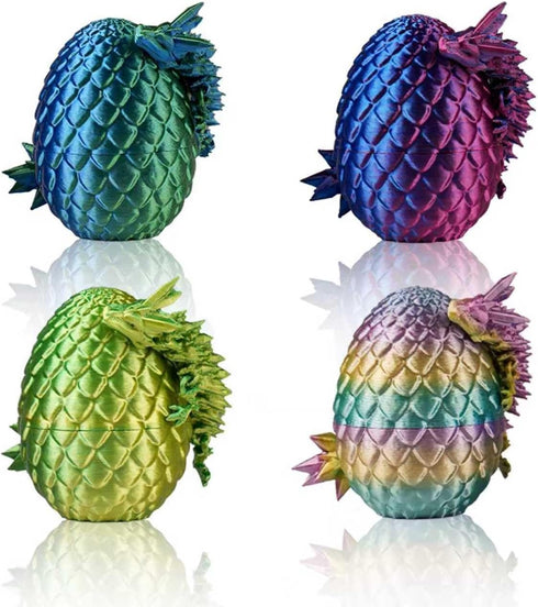 HASTRIDE 4PCS 3D Printed Dragon Eggs Set Small 3D Printing Crystal Articulated Dragons