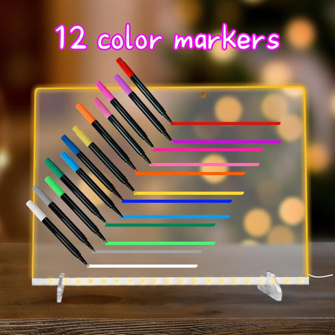 Signsxcel12-Color Liquid Markers for Led Note Board, Compatible with Light Up Drawing Board, Windows, Blackboard