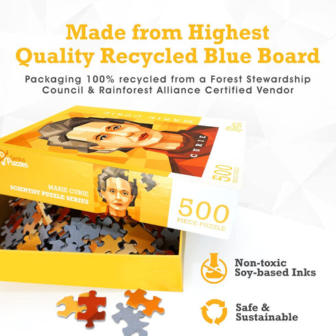 Marie Curie Jigsaw Puzzle - 500 Puzzle Pieces, Chemistry Puzzles as Science Gifts for Kids & Adults