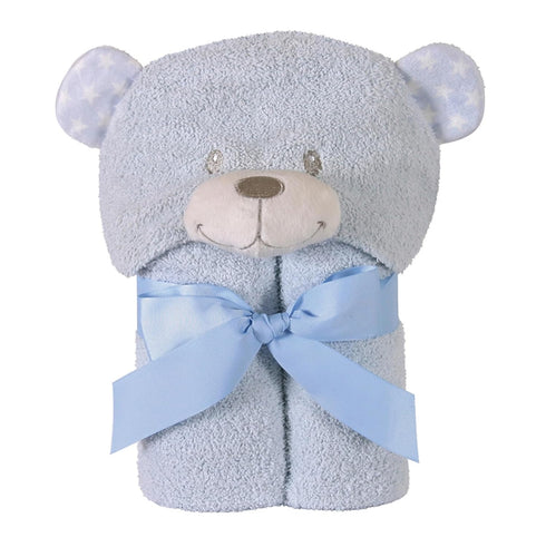 Stephan Baby Terry Plush Hooded Bath Towel, Blue Bear, 0-24 Months
