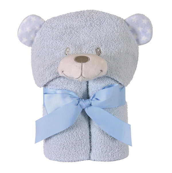 Stephan Baby Terry Plush Hooded Bath Towel, Blue Bear, 0-24 Months