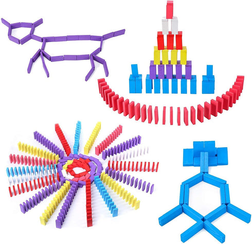 600 Set 6 11 1 Wondertoys PCS Dominoes for Kids Wooden Building Blocks Colors Bulk Dominoes Racing Tile Games