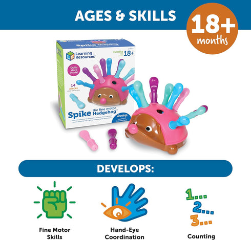 Learning Resources Spike The Fine Motor Hedgehog - 14 Pieces, Educational Toy for Toddlers, Montessori Toys