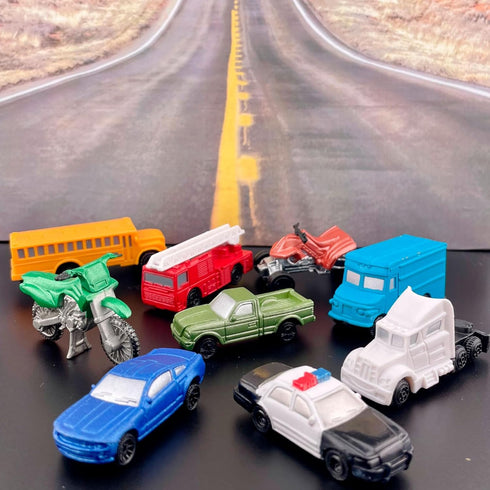 Safari Ltd On the Road TOOB - Figurines: Semi-Truck, Motorcycle, Police Car, School Bus & More - Educational Toys for