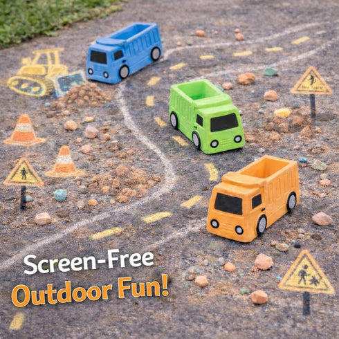 Isle of Whimsy (14 Pack) 1-3 Set Dump Truck Sidewalk Chalk for Kids Construction Truck Chalk for Toddlers Outdoor Chalk