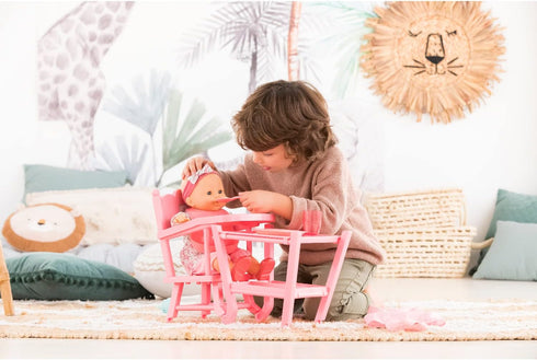 2-in-1 14" 17" Corolle Baby Doll High Chair - Design fits and Baby Dolls, Pink
