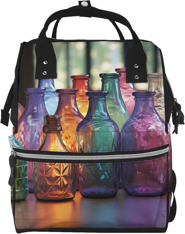 FZQVSLCM Diaper Bag Backpack for Women Large Capacity Nappy Bag Mummy Backpacks Colorful