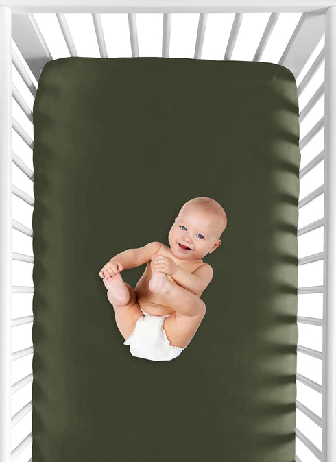 Sweet Jojo Designs Green Boy Baby Fitted Crib Sheet for Infant Newborn Nursery Toddler Bed Room Standard Mattress