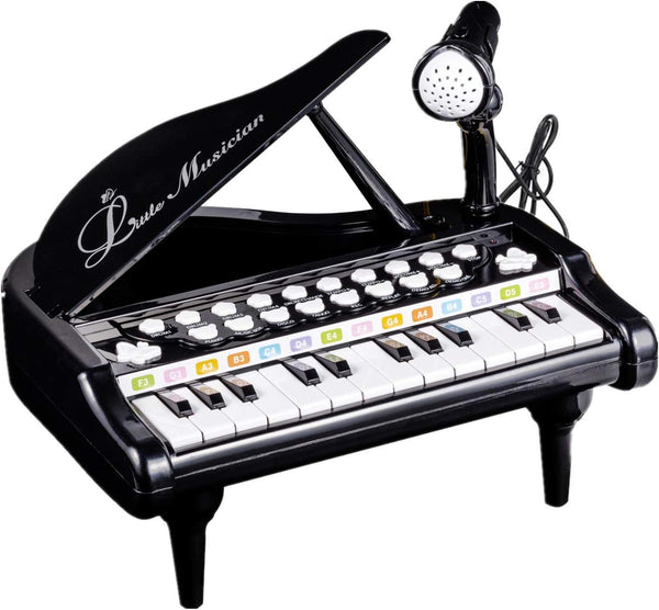 Love&Mini Toddler Piano - 24 Keys Black Baby Piano Toys with Microphone,