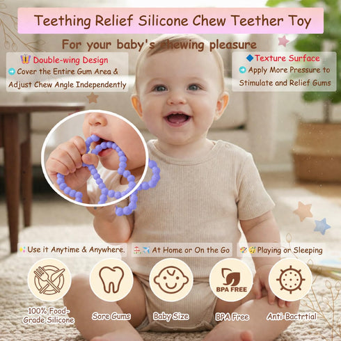 2 3 (2, Pcs Baby Teething Toys Silicone Butterfly Teething Rings Over Months - Baby Essentials Sensory Chew Toys -Baby