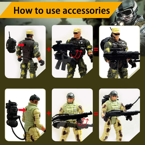 Baimiby 6 4-7, Army Men Toy Soldiers, Pcs Army Men Action Figure for Boy US Army Men and SWAT Team Toy with Military