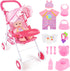 deAO Baby Doll Stroller 12" Baby Doll Set with Foldable Stroller 15