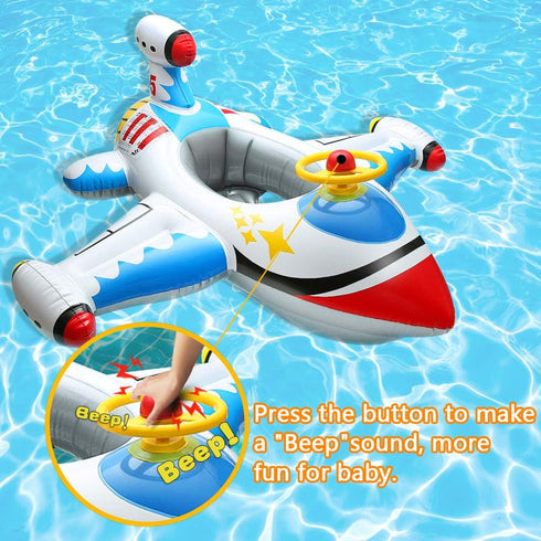 OVV Swimming 1-4 Summer Baby Inflatable Pool Float Float Boat with Steering Wheel Horn for Kids Toddlers Age Boys Girls