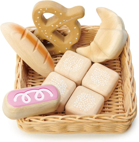 3+ Tender Leaf Toys - Bread Basket - Pretend Food Play Supermarket Shopping Game Accessories Educational Learning Toys