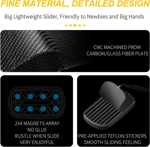 DFS-47 DjuiinoStar Silent Fidget Slider (Carbon Fiber + Glass Fiber), CNC Machined Free-Floating Push Slider, Addictive
