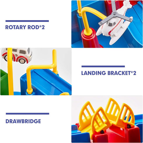 10 Replacement Parts for hahaland Large Size Race Tracks Cars, Helicopter, Rotary Rods, Drawbridge, and Landing