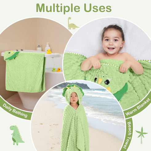 55x28 inch 1-5 FIOBEE Toddler Bath Towel with Hood Baby Towels, Large Soft Absorbent Kids Hooded Towels for Years Old