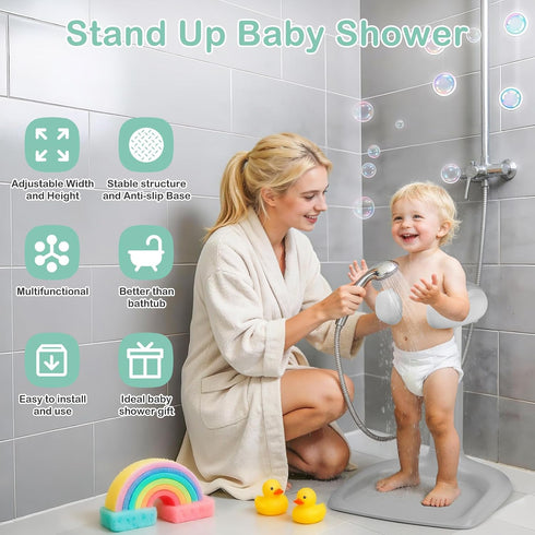dorabaliy 6-36 Baby Shower Standing Support with Anti-Slip Base and Shower Head Holder, Adjustable Height/Width Baby