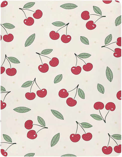 Burbuja Fitted Crib Sheet for Girls and Boys, Cute Cherrys Soft Breathable Crib