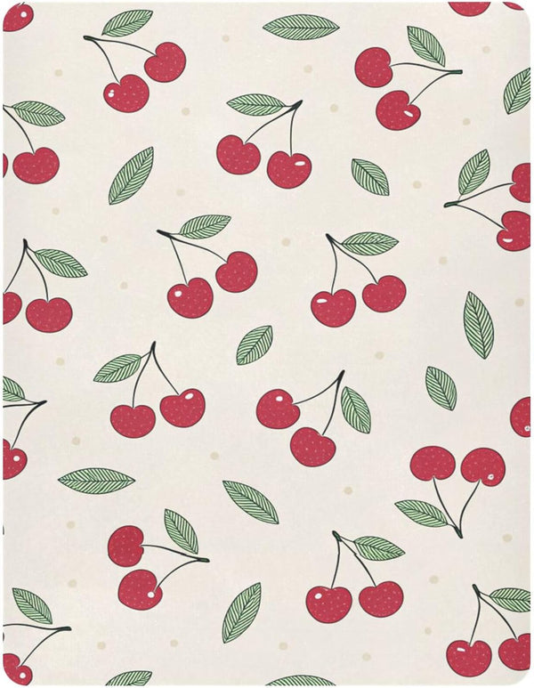 Burbuja Fitted Crib Sheet for Girls and Boys, Cute Cherrys Soft Breathable Crib