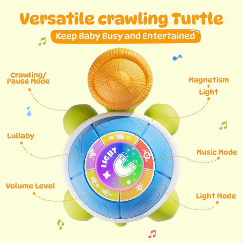 6-12 6,7,8,9-12 BLF FUN Baby Toys Months, Musical Turtle Crawling Toys with Mama and Babies, Baby Learning Toys