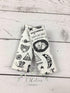 Reversible Black & White Woodland Fabric Baby Car Seat Strap with Minky Dot