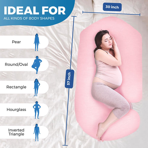 57inch PILLANI Pregnancy Pillows for Sleeping - V C U Shaped Full Body Pillow with Removable Cover, Cooling Maternity