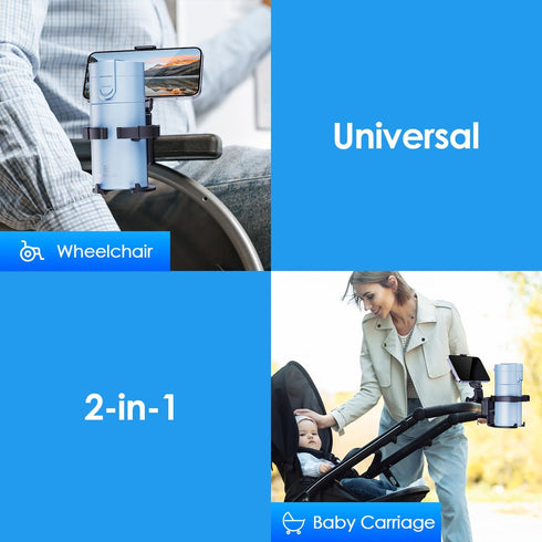 WixGear Stroller Cup Holder with Phone Stand, 2-in-1 Universal Holder for Stroller, Wheelchair, Walker