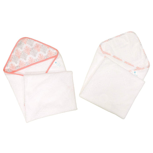 2 pack Set Baby Hooded Towel - Pink Trim