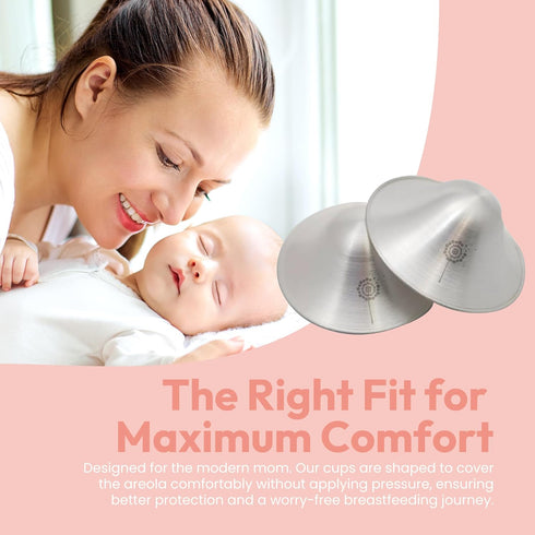 999 Tendresse - Pure Silver Nursing Cups for Breastfeeding Pain Relief Cracked Nipple Shields Reusable Invisible Under