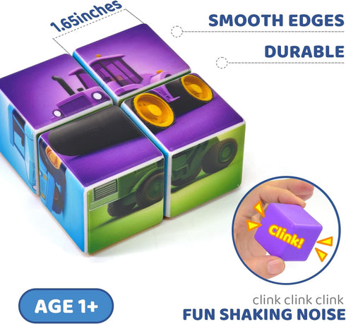 1.65 inch 1 2 3 Pairez Toys Magnetic Cubes for Toddler, Large Building Blocks Tiles, Construction Vehicles Puzzles Game