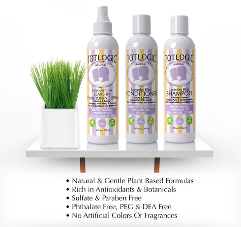 TotLogic Sulfate Free Baby Shampoo, 8 oz, Lavender Bliss Hair Care, No Phthalates, Infused with Natural Antioxidants