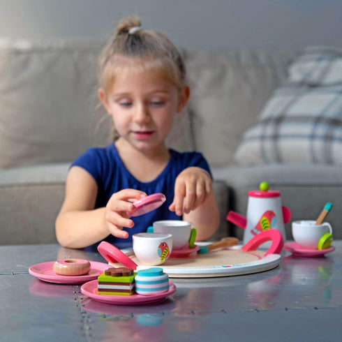 Playset 3+ Fat Brain Toys Let's Have a Tea Party - Wooden Pretend for Ages