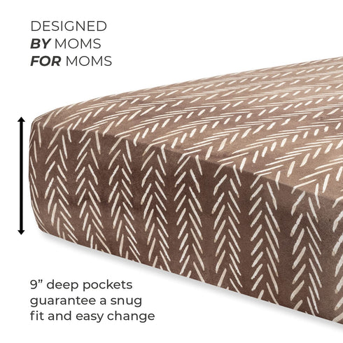 Pobibaby Premium Single Fitted Baby Boy Crib Sheet, Ultra-Soft Cotton Blend, Safe and Snug, Wildlife Brown